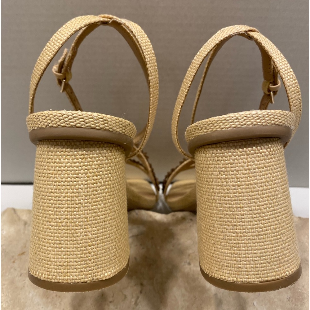Sz 10 NIB A New Day Mirabel Linen Cream Block High Heel Strappy Sandals - Picture 8 of 14